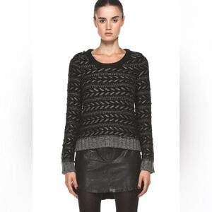 rag & bone Black and Gray Crew Neck Sweater